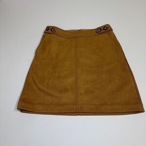 Loft Skirt Womens sz 2 Tan Faux Suede Pockets Academia Modern Boho skirt